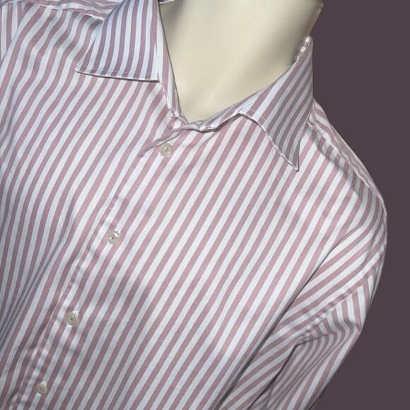 Eton Contempory Signature Twill Pink Stripe Dress Shirt Size 18 #24 - Picture 1 of 5